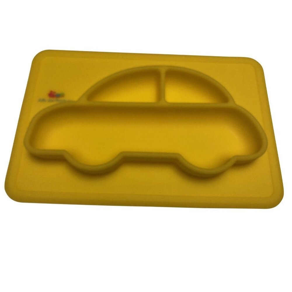 Yellow Car Shaped Silicone Divided Placemat for Children and Infants Platemat - Picture 1 of 4